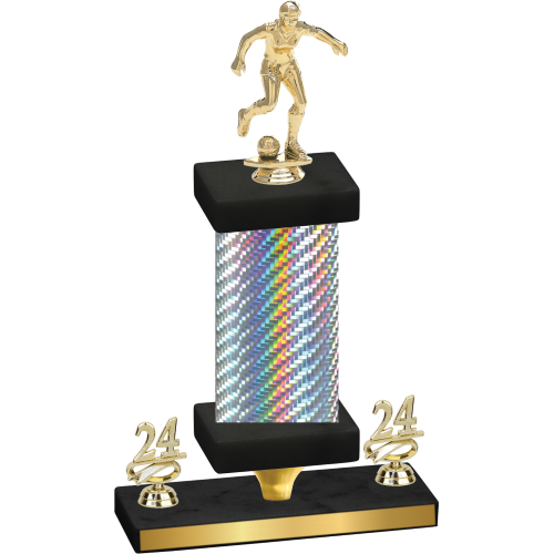 Premium Single Silver Carbon Fiber Year Soccer Trophy