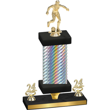 Premium Single Silver Carbon Fiber Year Soccer Trophy