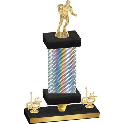 Premium Single Silver Carbon Fiber First Place Rugby Trophy