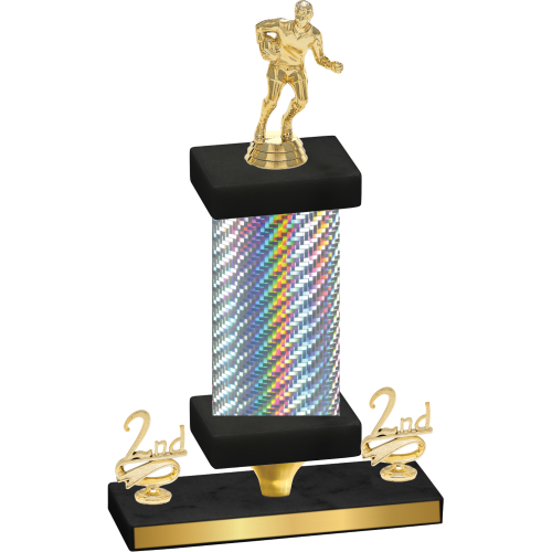 Premium Single Silver Carbon Fiber Second Place Rugby Trophy