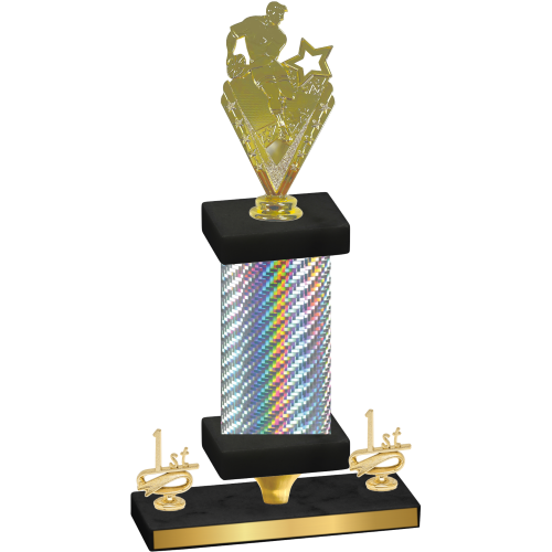 Premium Single Silver Carbon Fiber First Place Rugby Trophy