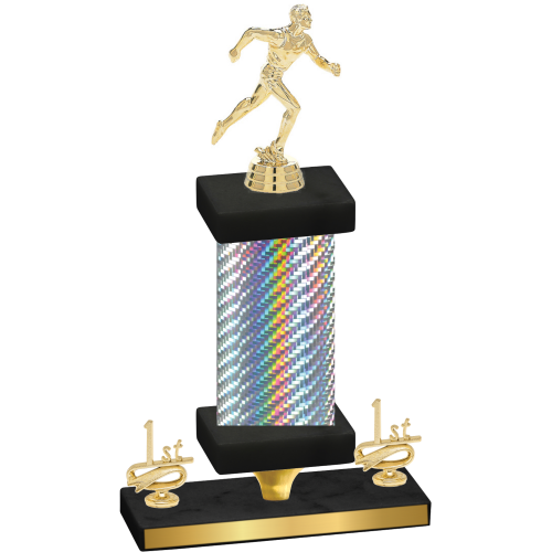 Premium Single Silver Carbon Fiber First Place Running Trophy