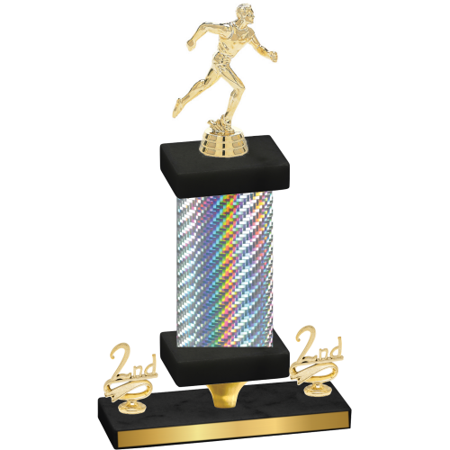 Premium Single Silver Carbon Fiber Second Place Running Trophy