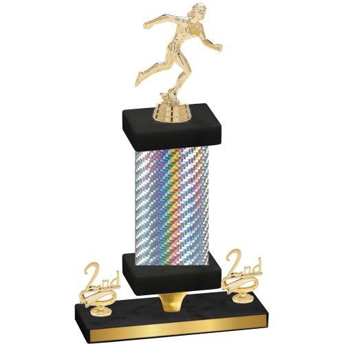 Premium Single Silver Carbon Fiber Second Place Running Trophy