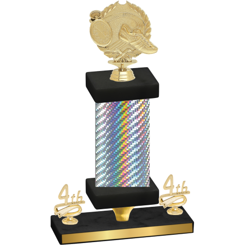 Premium Single Silver Carbon Fiber Fourth Place Running Trophy