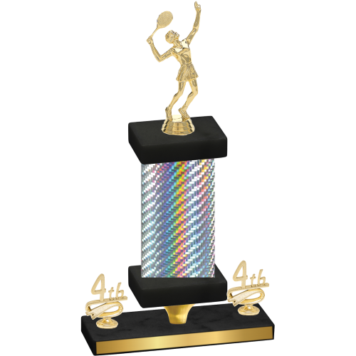 Premium Single Silver Carbon Fiber Fourth Place Tennis Trophy