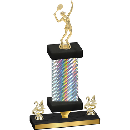 Premium Single Silver Carbon Fiber Year Tennis Trophy