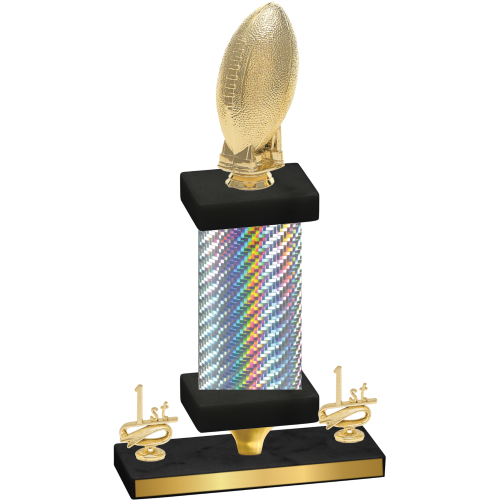 Premium Single Silver Carbon Fiber First Place Football Trophy