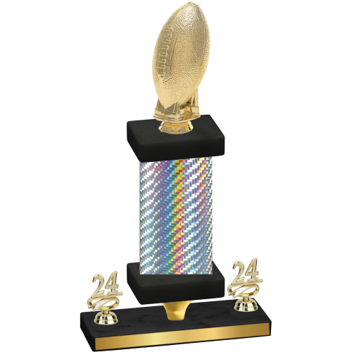 Premium Single Silver Carbon Fiber Year Football Trophy