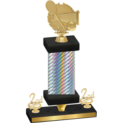 Premium Single Silver Carbon Fiber Second Place Tennis Trophy