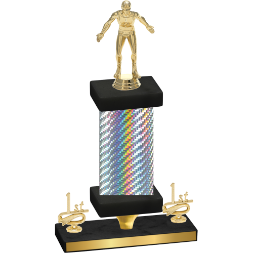 Premium Single Silver Carbon Fiber First Place Wrestling Trophy