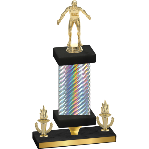 Premium Single Silver Carbon Fiber Victory Wrestling Trophy