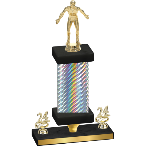 Premium Single Silver Carbon Fiber Year Wrestling Trophy