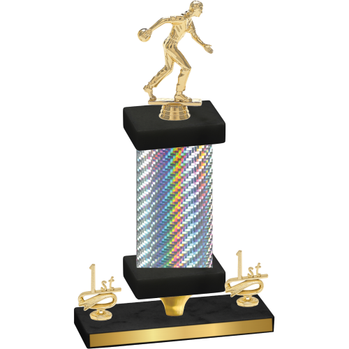 Premium Single Silver Carbon Fiber First Place Bowling Trophy