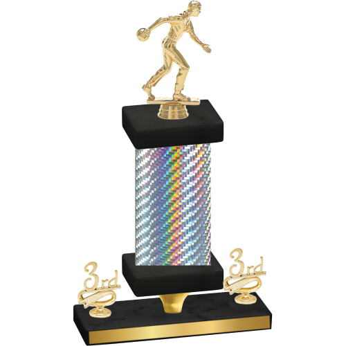 Premium Single Silver Carbon Fiber Third Place Bowling Trophy