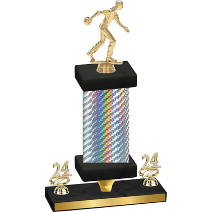 Premium Single Silver Carbon Fiber Year Bowling Trophy