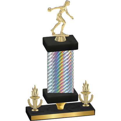 Premium Single Silver Carbon Fiber Victory Bowling Trophy