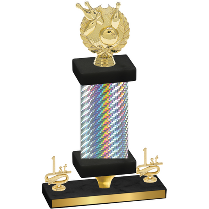 Premium Single Silver Carbon Fiber First Place Bowling Trophy