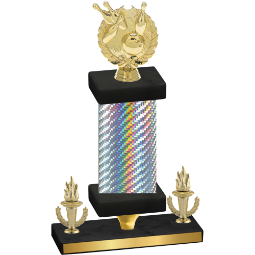 Premium Single Silver Carbon Fiber Victory Bowling Trophy