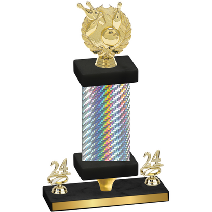 Premium Single Silver Carbon Fiber Year Bowling Trophy