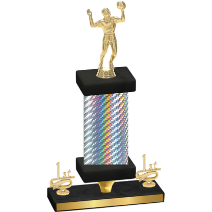 Premium Single Silver Carbon Fiber First Place Volleyball Trophy