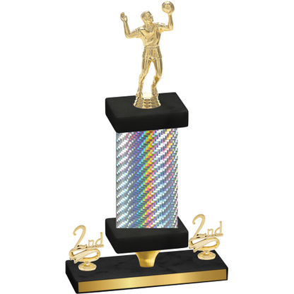 Premium Single Silver Carbon Fiber Second Place Volleyball Trophy