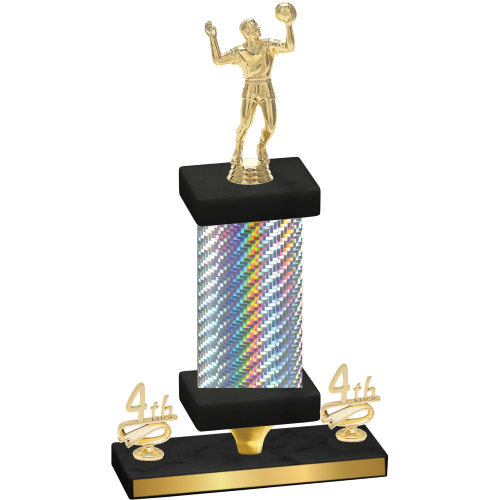 Premium Single Silver Carbon Fiber Fourth Place Volleyball Trophy