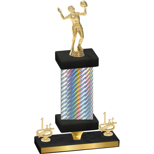 Premium Single Silver Carbon Fiber First Place Volleyball Trophy