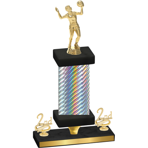 Premium Single Silver Carbon Fiber Second Place Volleyball Trophy