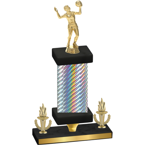 Premium Single Silver Carbon Fiber Victory Volleyball Trophy