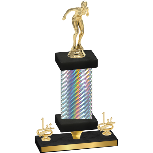 Premium Single Silver Carbon Fiber First Place Tennis Trophy