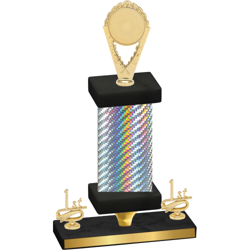 Premium Single Silver Carbon Fiber First Place Insert Trophy