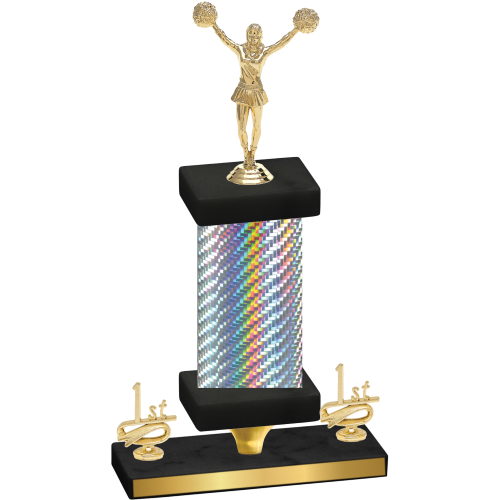 Premium Single Silver Carbon Fiber First Place Cheerleading Trophy