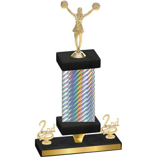 Premium Single Silver Carbon Fiber Second Place Cheerleading Trophy