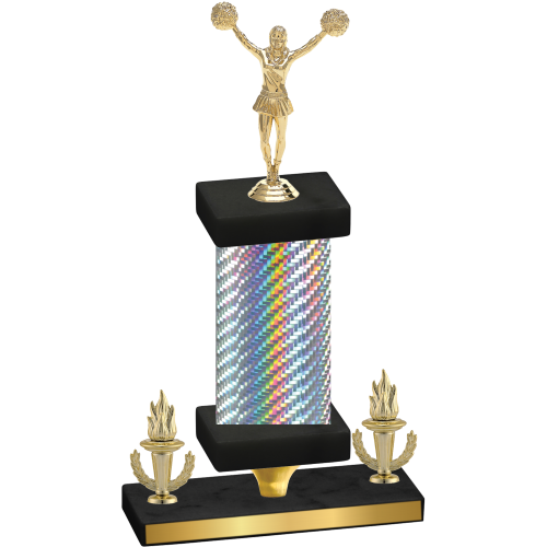 Premium Single Silver Carbon Fiber Victory Cheerleading Trophy