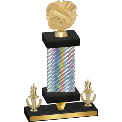 Premium Single Silver Carbon Fiber Victory Cheerleading Trophy