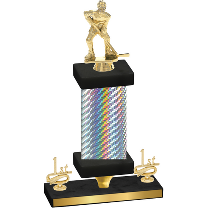 Premium Single Silver Carbon Fiber First Place Hockey Trophy