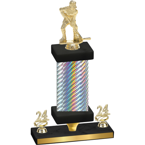 Premium Single Silver Carbon Fiber Year Hockey Trophy