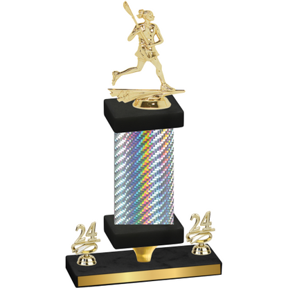 Premium Single Silver Carbon Fiber Year Lacrosse Trophy