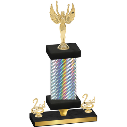 Premium Single Silver Carbon Fiber Second Place Victory Trophy