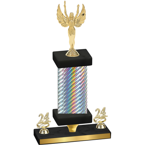 Premium Single Silver Carbon Fiber Year Victory Trophy