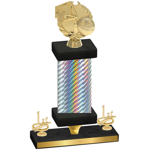 Premium Single Silver Carbon Fiber First Place Basketball Trophy