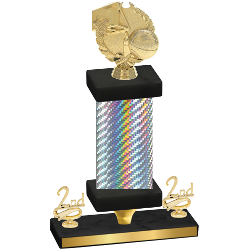 Premium Single Silver Carbon Fiber Second Place Basketball Trophy