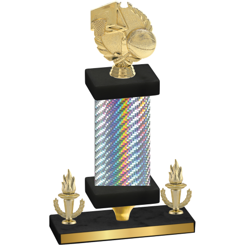 Premium Single Silver Carbon Fiber Victory Basketball Trophy