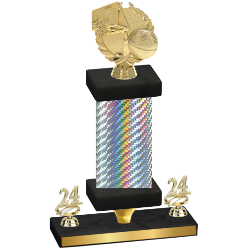 Premium Single Silver Carbon Fiber Year Basketball Trophy