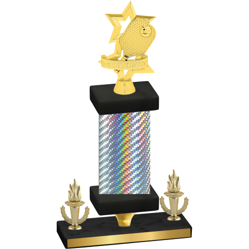 Premium Single Silver Carbon Fiber Victory Pickleball Trophy