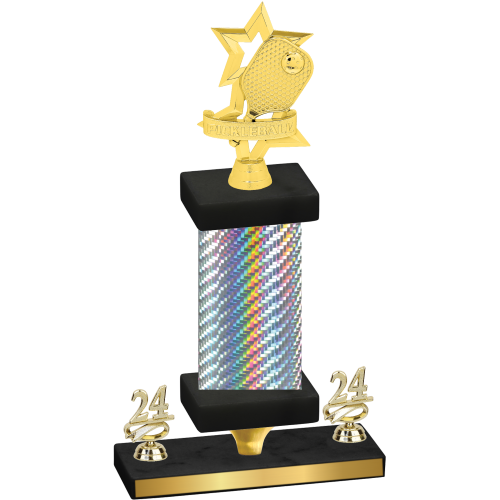 Premium Single Silver Carbon Fiber Year Pickleball Trophy