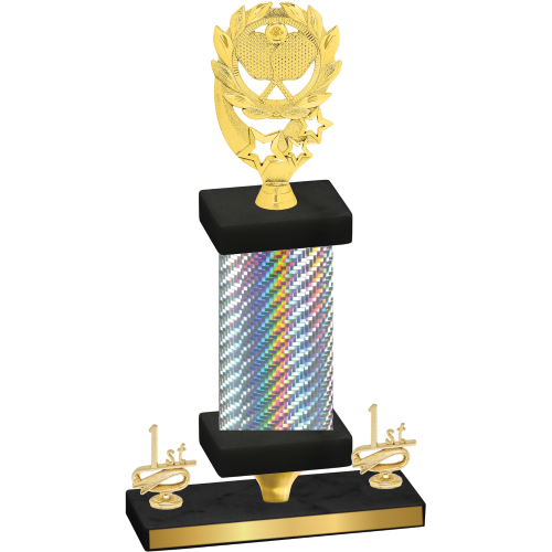 Premium Single Silver Carbon Fiber First Place Pickleball Trophy