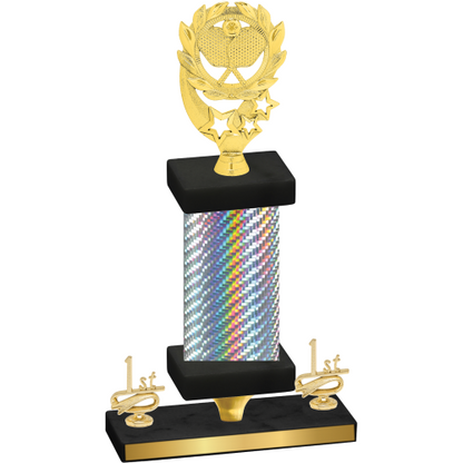 Premium Single Silver Carbon Fiber First Place Pickleball Trophy