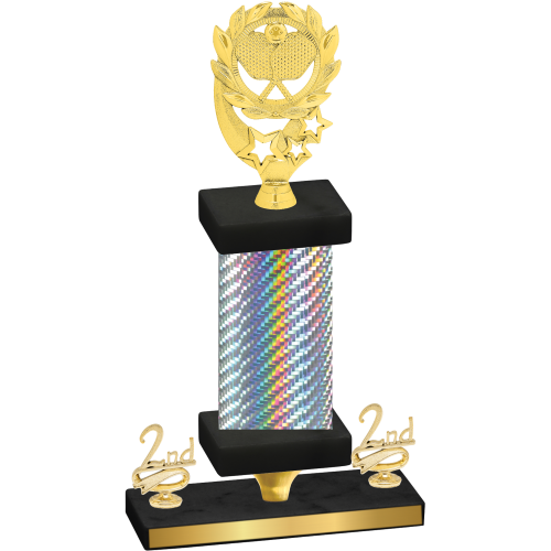 Premium Single Silver Carbon Fiber Second Place Pickleball Trophy